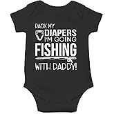 AW Fashions Pack My Diapers, I'm Going Fishing With Daddy Baby Bodysuit Newborn Boy Outfits Cute Romper