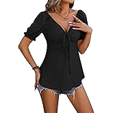 CASURESS Women's Tunic Tops for Leggings Long Sleeve Tie Front Casual Fall Blouses