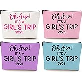 4 Pcs Girl Trip 2025 Makeup Bag Funny Girls Trip Gifts Favors Girls Weekend Gifts Weekender Bag Summer Vacation Birthday Christmas Cosmetic Bag Bachelorette Party Friendship Gifts for Women BFF Friend