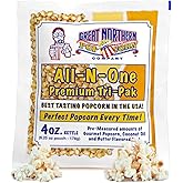 4oz Popcorn Machine Popcorn Packets - All-in-One Movie Theater Style Popcorn Kernels, Salt, and Oil Packs by Great Northern Popcorn (24 Case)