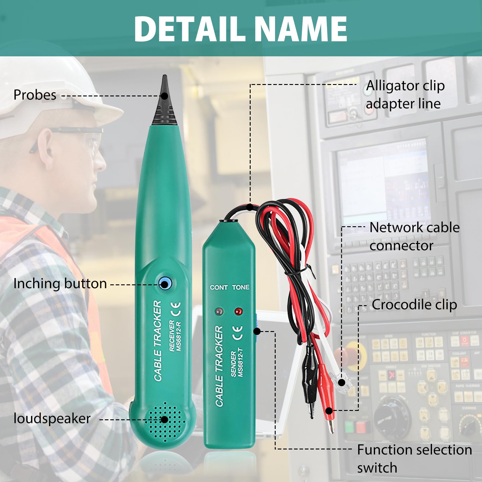 MS6812 Cable Tracker Kabelbruch Suchgerät, BYZESTY Multifunctional Cable Checker Wire Cable Tester, Cable Checker Leitungssucher, Leitungssuchgerät Für Netzwerk Wartung Collation, Telefonleitungstest 4