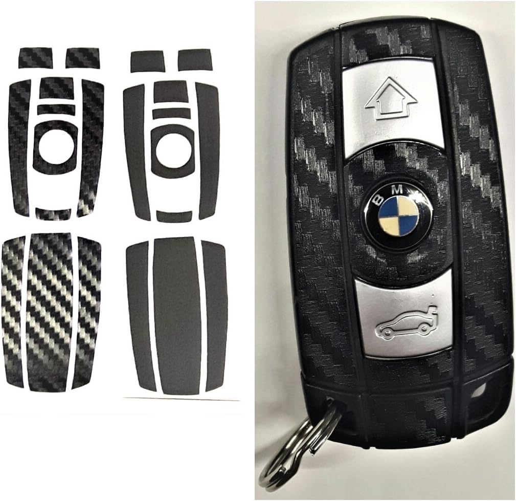 3D carbon key sticker, carbon black and matt black, for BMW