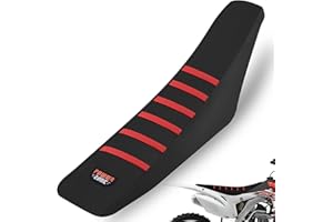 MCHMFG Motorcycle Universal Seat Cover Non-Slip Rubber Striped Gripper Soft Sewing for CRF WR WRF RMZ YZF SXF EXC EXC XC SX CR KLX Dirt Pit Bike Motocross Off Road Motorbike (Red)