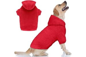 STPIATUE Fuzzy Dog Sweaters for Large Dogs Pet Hoodie Clothes Warm Soft Pet Coats Hooded Sweatshirt Dog Sweaters for Extra Large Dogs(Red-XL)