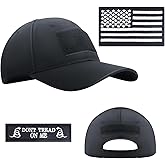 GES Tactical Hat for Men Adjustable Operator Cap with Hook and Loop Panels, Includes USA Flag Patches, Military Baseball Cap