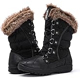 GLOBALWIN Women's Snow Boots Waterproof Mid-Calf Winter Boots with Thermal Fleece Lining, Insulated Cold Weather Protection, and Non-Slip Sole for Snowy Commutes