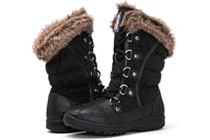 GLOBALWIN Women's Snow Boots Mid Calf Warm Winter Fashion Boots Comfortable Lace-UpWaterproof Boots Insulated Non-Slip Outdoor Shoes for Women