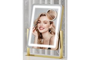 MUIRYN Vanity Mirror with Light, 15" x 11" LED Makeup Mirror, Hollywood Mirror with 3 Lighting Modes, Miroir Maquillage Lumin