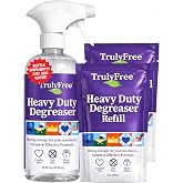 Truly Free Heavy Duty Degreaser - Empty 16oz Bottle + Two 3oz Fills | Grease Remover &amp; Grime Cleaner for Kitchen, Automotive &amp; More, Household Cleaning Supplies, Fragrance-Free