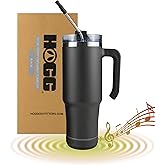 Hogg Bluetooth Tumbler 30 oz Grippy - Black, Bluetooth Speaker Cup, 30 oz Stainless Steel Tumbler with Handle, Black Cup with Speaker, Insulated Water Bottle, Gifts for Music Lovers, Unique Gifts