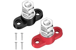 Joinfworld Power Distribution Block 12V 3/8" Single Stud Bus Bar M10 Insulated Battery Post Junction Block for Marine Boat Automotive - Positive&Negative