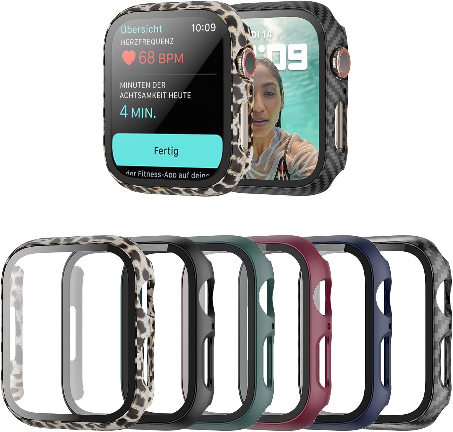 Haojavo Protective Case Compatible with Apple Watch 42 mm Series 3 2 1, 6 Pieces Case 2 in 1 Case Hard Protection and HD Tempered Screen Protector Accessories for iWatch 42 mm Smartwatch Case for Men