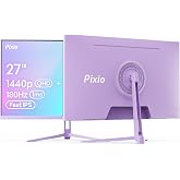 Pixio PX278 Wave Purple 27 inch 180Hz Refresh Rate Quad HD 1440p Resolution Fast IPS Panel 1ms GTG Response Time Built-in Speakers Gaming Monitor with AMD FreeSync
