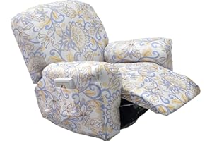 CRFATOP Stretch Recliner Loveseat Slipcover with Pockets 6 Pieces Dual Sectional Recliner Sofa Covers for 2 Seat Reclining Loveseat Couch Cover Washable Furniture Protector for Kids,18