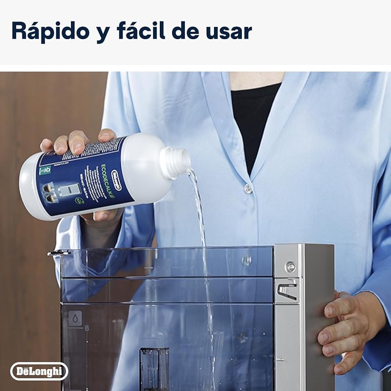 De'longhi ecodecalk - líquido descalcificante universal, cafeteiras superautomáticas, 500 ml, ecológico e eficiente, compatível com modelos de cafeteiras ecam / etam