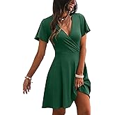 RUMIA Womens Casual Dresses Wrap V Neck Dress A-Line Ruffle Sleeve Summer Sundress Fashion 2026