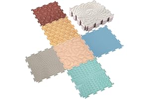 Maitys 7 Pcs Sensory Mat for Autistic Children Massage Game Mats Orthopedic Puzzle Play Mats Textured Sensory Floor Tiles for