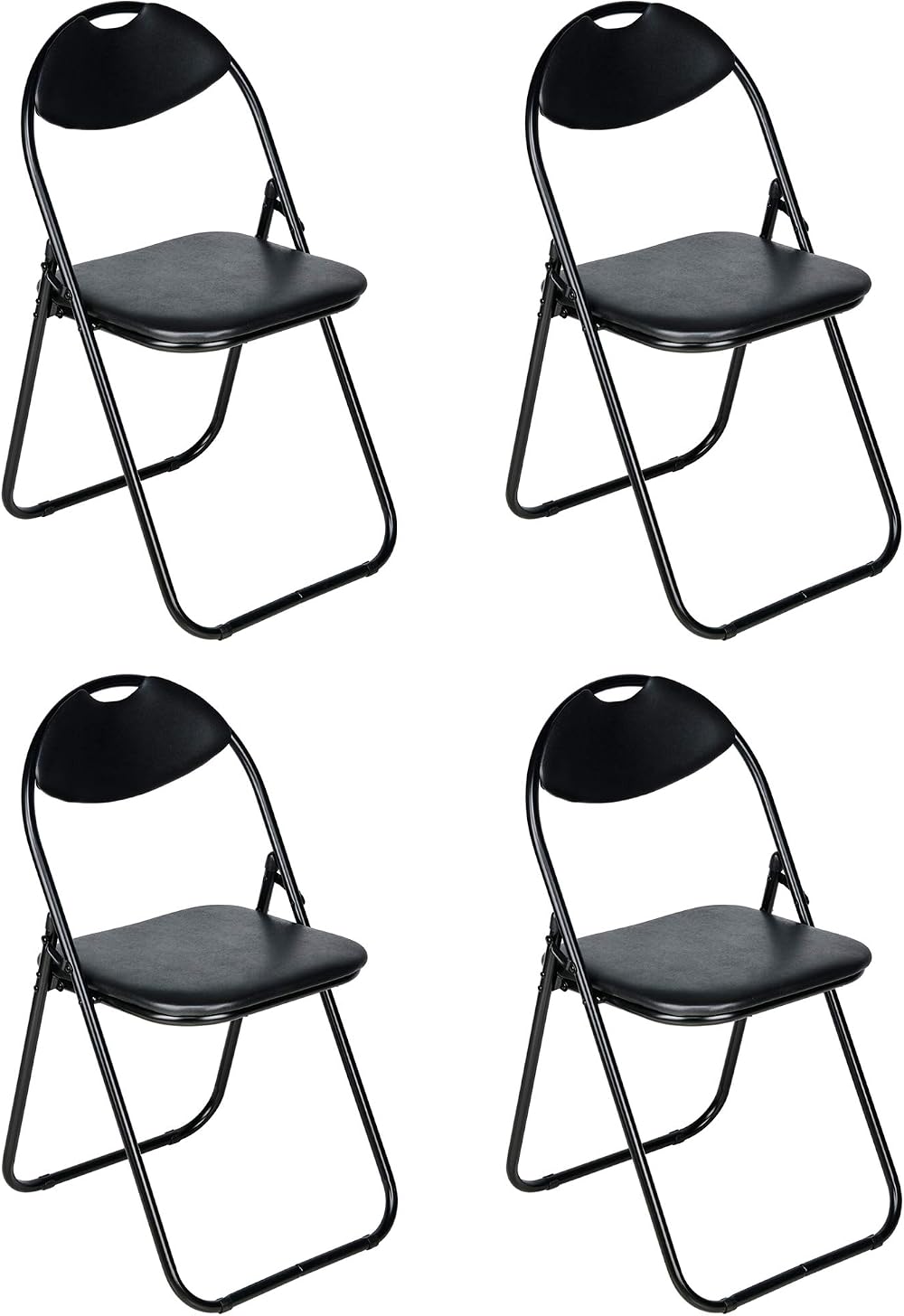 Nyxi Set of 4 Folding Chairs Padded Paris Faux Leather Black