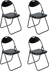 Nyxi Set of 4 Folding Chairs Padded Paris Faux Leather Black