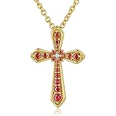 14K Gold Plated Cross Necklace for Women, Simple Diamond Necklace Faith Cross Jewelry Dainty Birthstone Pendant Necklaces First Communion Necklace Easter Present Christmas Gift Birthday Gift for Women