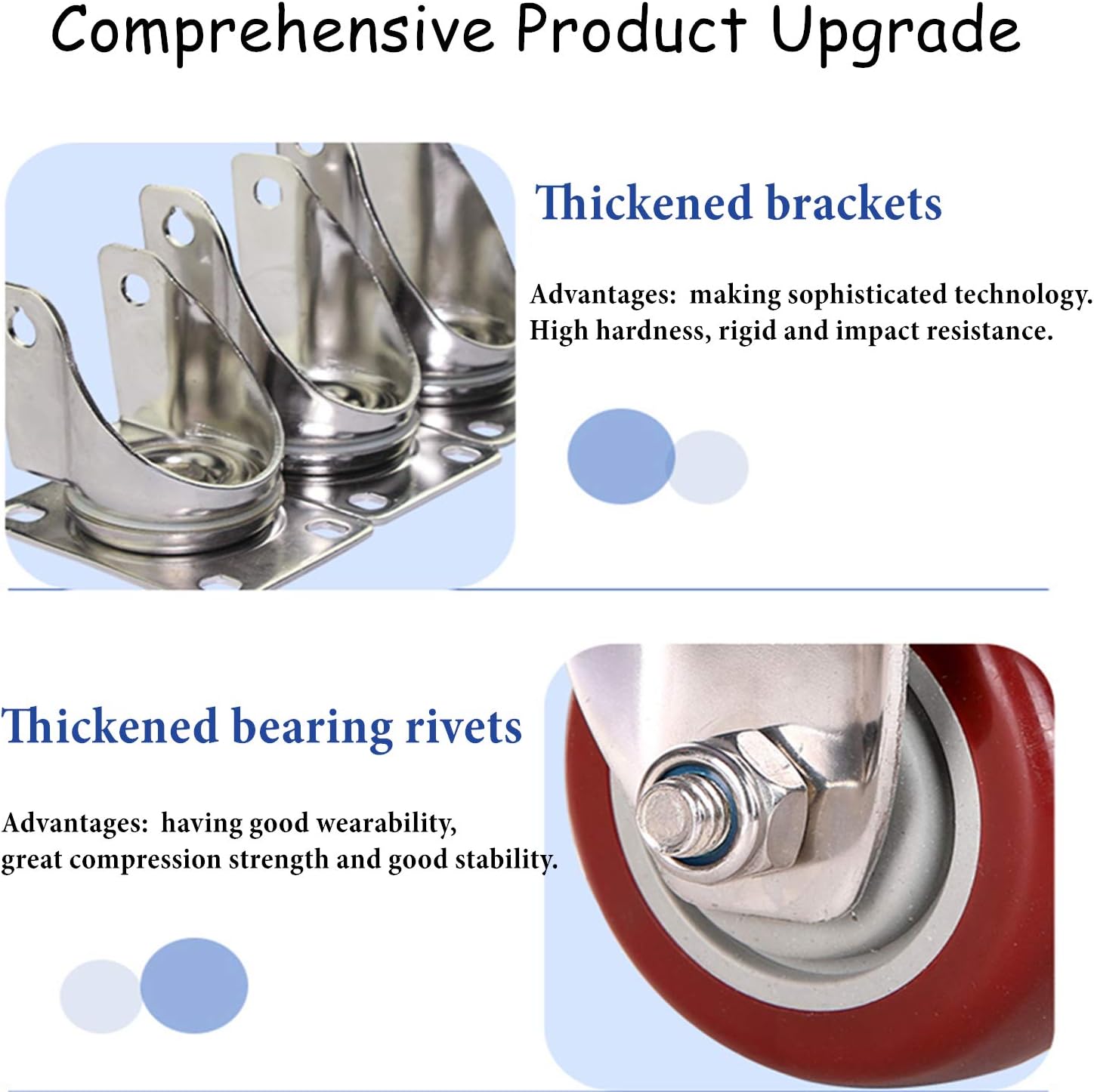 4 inch Heavy Duty Casters, Lockable Bearing Caster Wheels with Brake, Swivel Casters for Furniture and Workbench, Set of 4, Load 1800lbs (Free screws and a spanner): Home Improvement