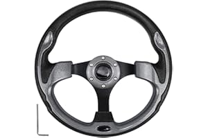MOTAFAR Golf Cart Steering Wheel with Ergonomic Design Universal Fit for Golf Cart Club Car EZGO RXV & TXT, Yamaha, Precedent Tempo, DS(Black Gray)