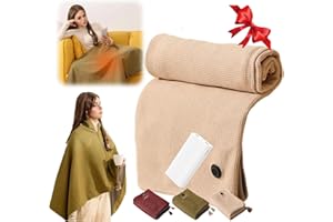 KOUJUT Portable Heated Shawl, 2025 Upgraded Heated Shawl Wraps for Women, Portable Heated Blanket Electric Heated Blanket Shawl, 3 Heating Levels, USB Heated Blanket Shawl (Khaki, with Power Bank)