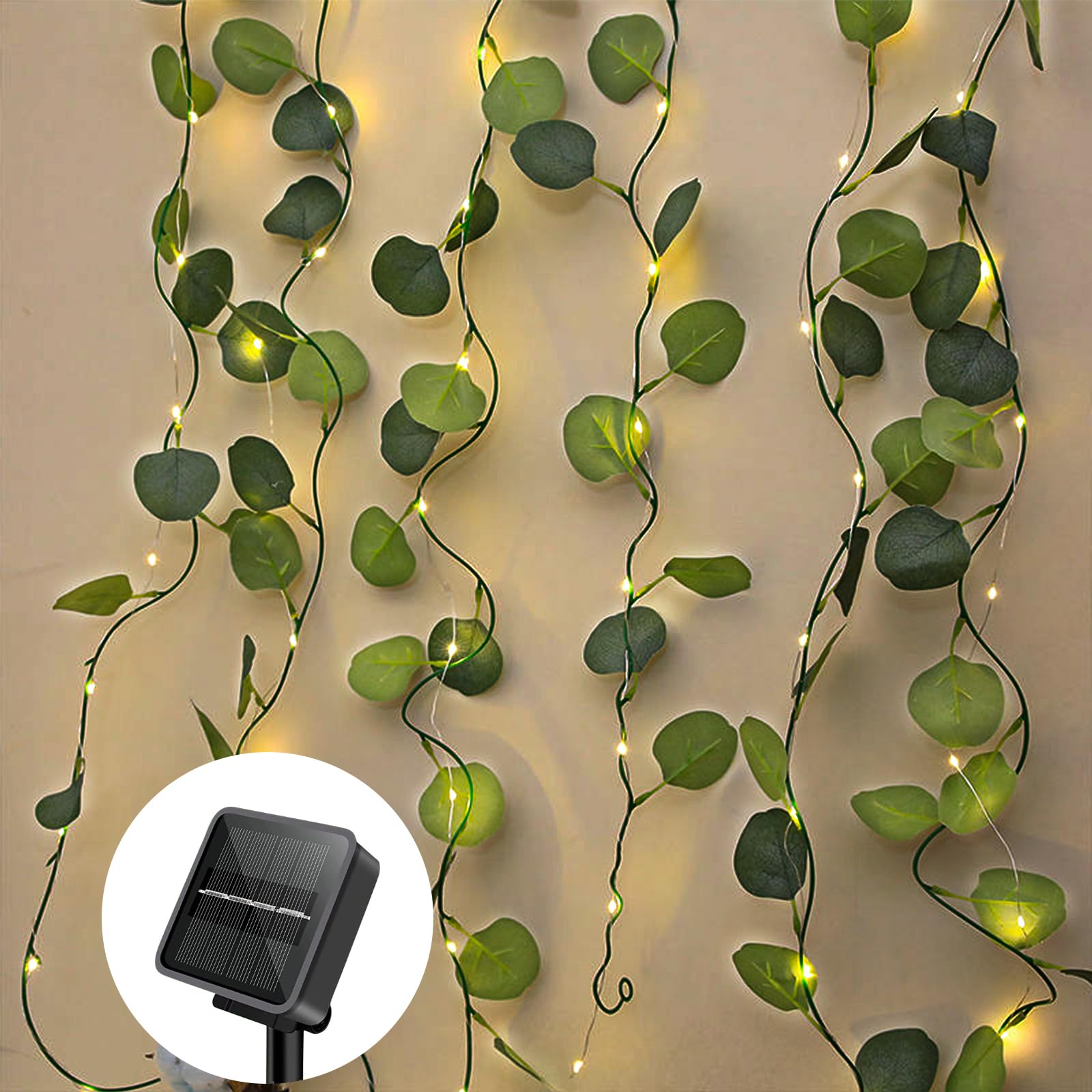 Himmel Solar Fairy Lights Outdoor Eucalyptus Artificial 100 LEDs Balcony Decoration Light 10m Waterproof Solar Powered Garland Fairy Lights for Garden, Trees, Patio