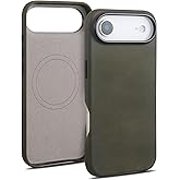 mobee Genuine Leather Case for iPhone 17 Air (6.5 inch), Vintage Pull-up Leather Case with Soft Fiber Lining, Lip Screen Protection, Compatible with MagSafe Army Green