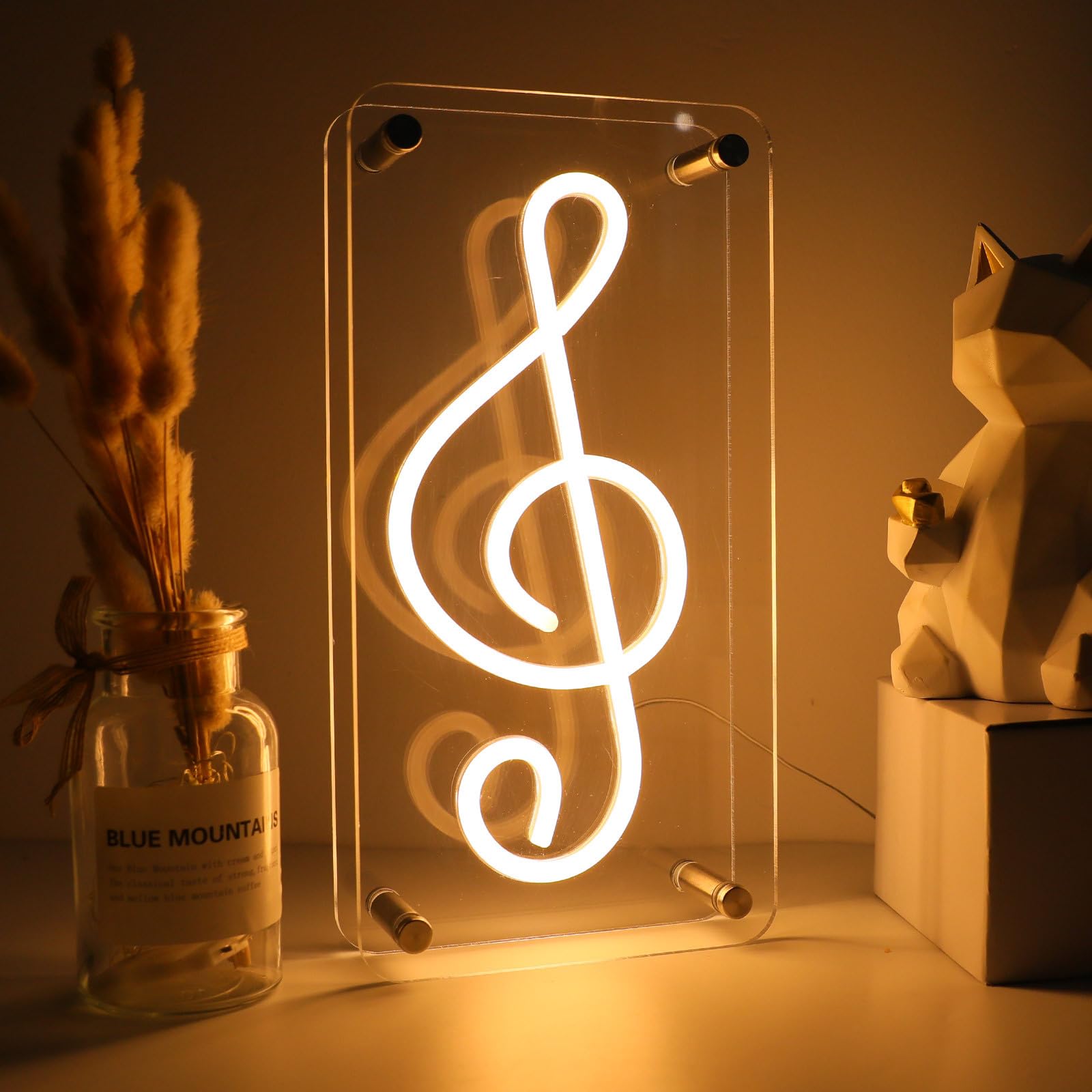 DWOOKE Music Neon Sign,Music Note Shaped Neon Light for Wall Decor,USB Powered Neon Light Signs Dimmable Double-Layer Acrylic Music Led Neon Signs for Music Studio,Nightclubs,Party,Club