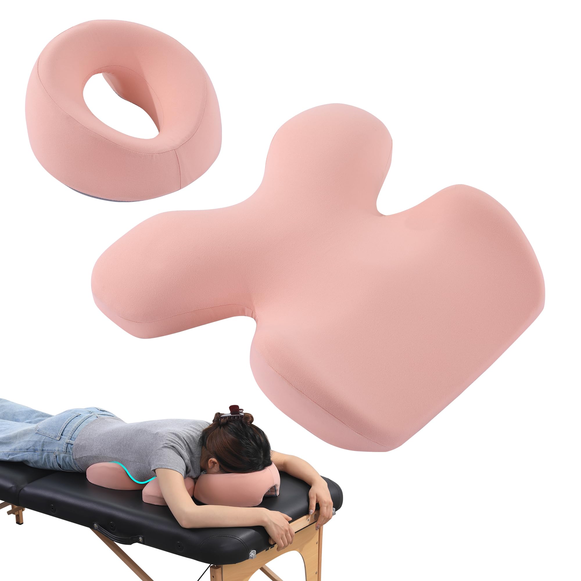 Photo 1 of MABOZOO Face Down Massage Pillow, Face Down Pillow for Sleeping with Non-Slip Bottom, Home Head Cushion and Chest Cushion for SPA, Sleep (Pink)