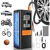 Tire Inflator Portable Air Compressor, 150 PSI Air Pump for Car Tires, Bike Tire Pump with Digital Pressure Gauge, LED Light & Auto Shut-Off – Portable Tire Inflator for Car, Motorcycle, Bike, Balls