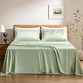 TOSMO Luxury Cooling Sheet Set - 100% Viscose from Bamboo, 4-Piece Bedding Set (King Size) - 18” Extra Deep Pockets, Oeko-Tex Certified, Silky Soft and Breathable, Light Green