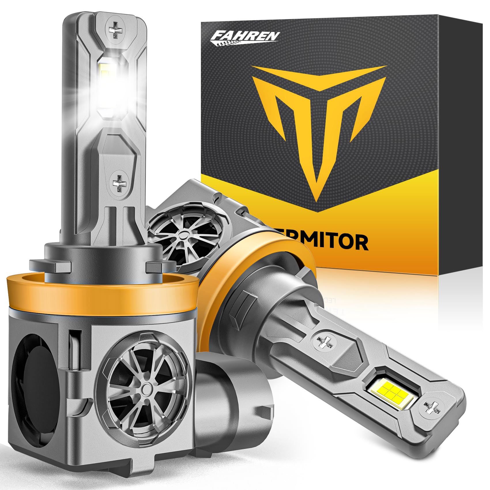 Termitor Upgraded H11/H9/H8 Light Bulbs, 70000LM 1000% Effective Brightness, Real 1:1 Halogen Bulb Size, 70000+ Hours Lifespan, 6500K Cool White, Plug and Play, Pack of 2 Image