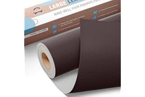 OAZ Large Leather Repair Patch Tape, 16" x 63" Self Adhesive Leather Repair Tape for Furniture, Leather Repair Kit for Car Seat, Couch, Sofa, Chair, Boat Seat - Dark Brown