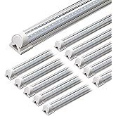 Barrina T8 LED Shop Lights 4FT, 40W 5500LM 5000K, High Output, 10 Packs | 4 Foot for Garage Workshop and Workbench Use, Daylight White, Easy Ceiling Mount, Linkable to 6, Aluminum V Shape Clear Cover