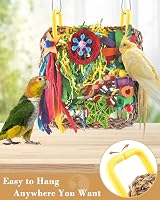 ERKOON Cockatiel Toys Foraging Wall Hanging Bird Toy Seagrass Shredding view 6