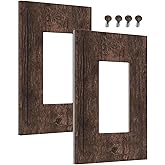 WMHUSU Decorative Outlet Covers Rustic Dark Brown Wood Grain Farmhouse Cabin 1 Gang Single Decora GFCI Device Light Switch Covers Plate 1 Rocker Wall Plate Jumbo Switch Cover Plate (2 Pack)
