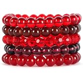 CASDAN 5Pcs 8mm Beaded Stretch Bracelet Handmade Glass Bracelet for Women | Multicolor Crystal Round Beads Bracelet ,Elastic Bead Bracelets Jewelry,Yoga Beads Bracelets,Jewelry Gift