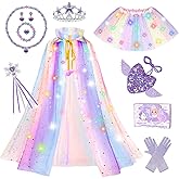 Rolevoria Princess Dress Up for Girls, Light Up Princess Costume Cape Set, Christmas Birthday Gifts Toy for Girls Age 3 4 5 6