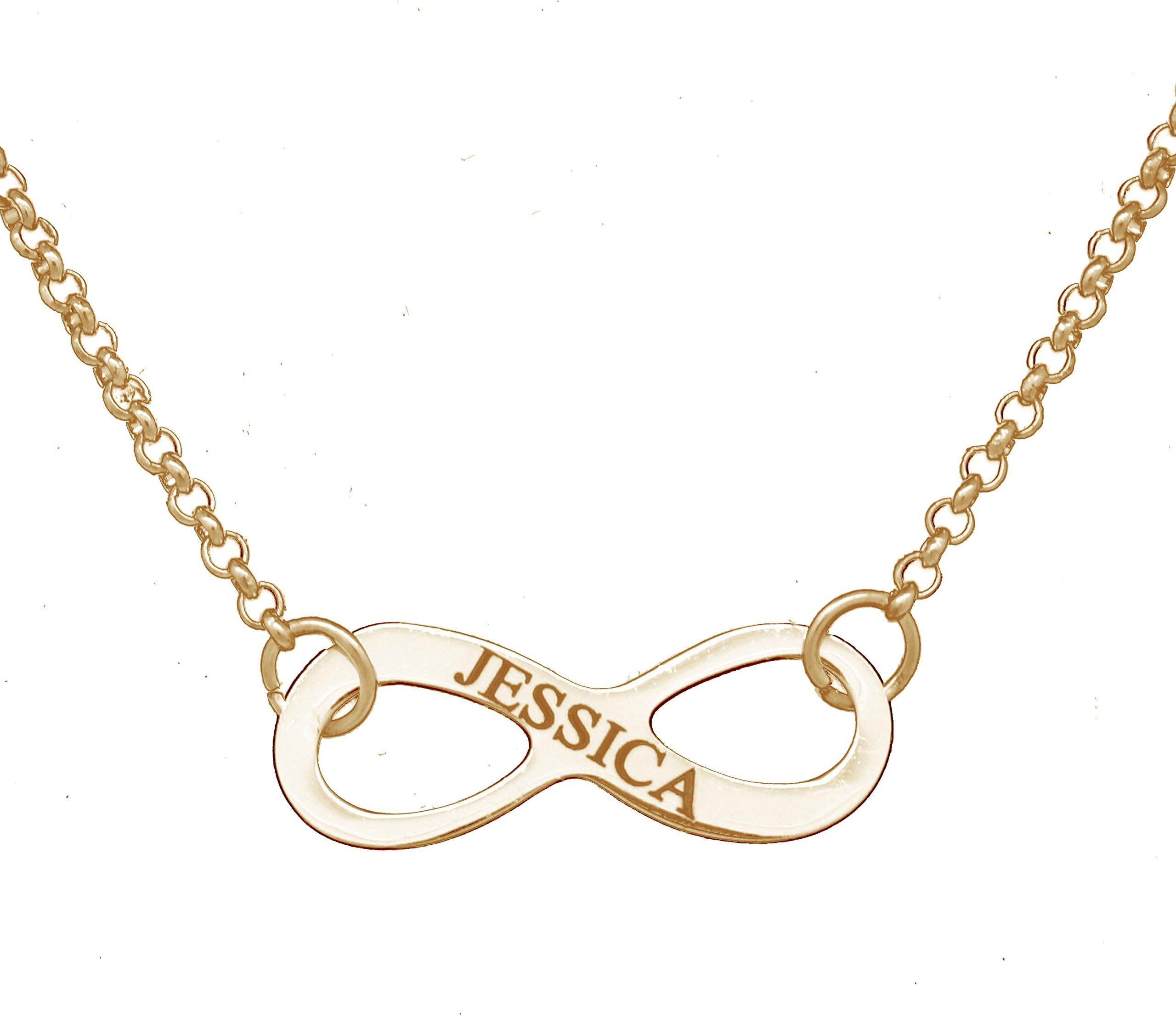 Personalised Name Jewellery Necklace Silver Rose Gold Plated Custom Made Engraved Free Made In UK Over 20 designs Hearts, Ring, Infinity, Family Tree