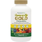 NaturesPlus Source of Life GOLD Chewables - 90 Vegetarian Tablets - Tropical Fruit Flavor - Whole Food Multivitamin Supplement - Gluten Free - 30 Servings