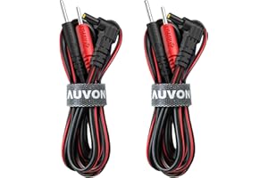AUVON 2 x TENS Unit Electrode Lead Wires, Premium Lead Wires with Soft TPE Material for 40,000+ Bends, Universal and Compatible with Most TENS Unit Muscle Stimulator 2mm Pin TENS Pads
