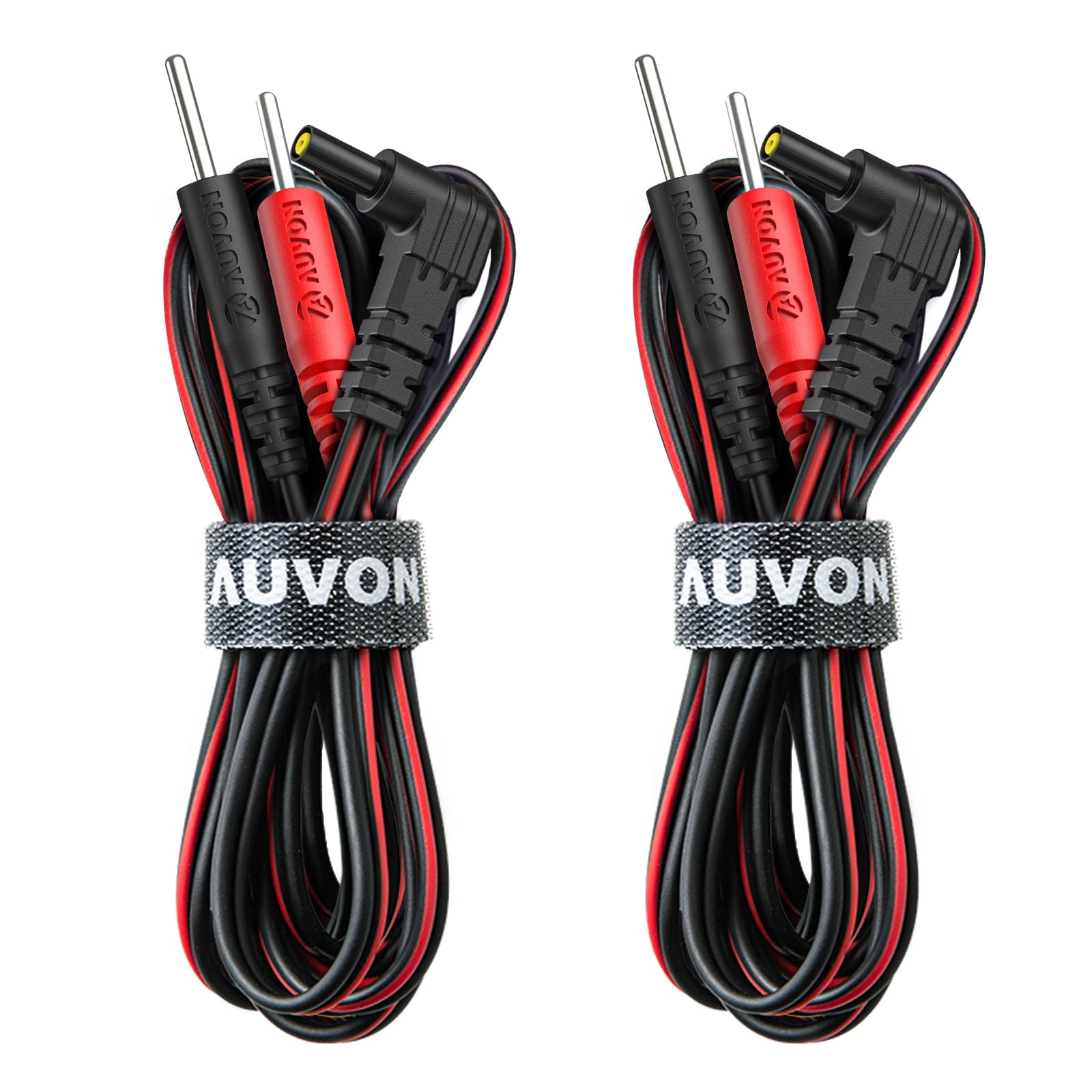 AUVON 2 x TENS Unit Electrode Lead Wires, Premium Lead Wires with Soft TPE Material for 40,000+ Bends, Universal and Compatible with Most TENS Unit Muscle Stimulator 2mm Pin TENS Pads