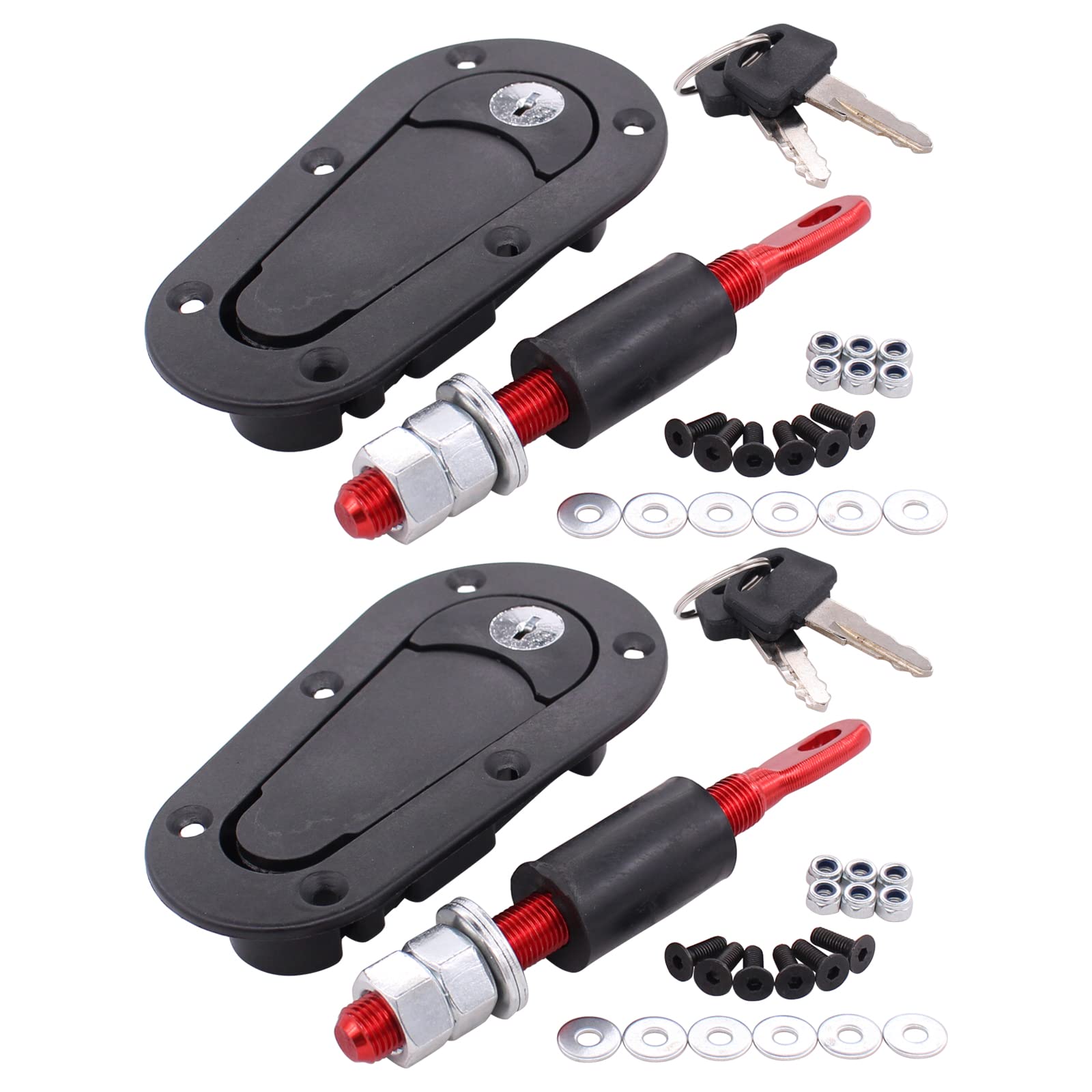 HouYeen Quick Release Bonnet Latch Catch Flush Universal Hood Locking Pin Kit Black