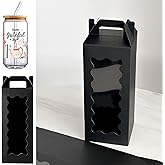 25Pcs Tumbler Gift boxes for glass cup with Handle for 16oz 18oz 20oz Sublimation Glass, Cup boxes for packaging 16oz,water bottle gift boxes,Tumbler Packaging Boxes with window for gifts(Black)