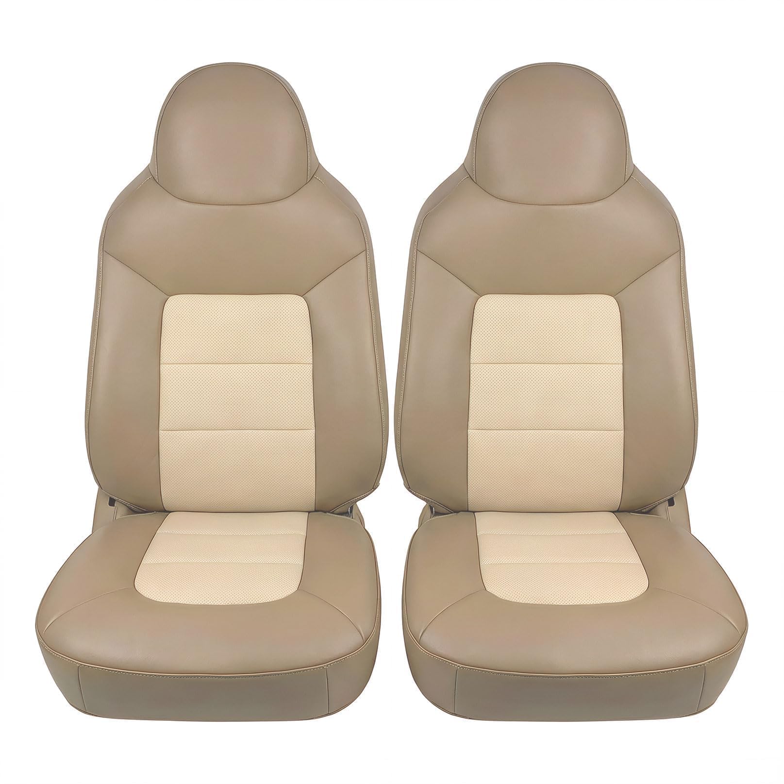 Photo 1 of Aspaton Leather Tan Front Driver & Passenger Bottom & Lean Back Seat Cover 1H Compatible with Expedition Eddie Bauer 2003-2006