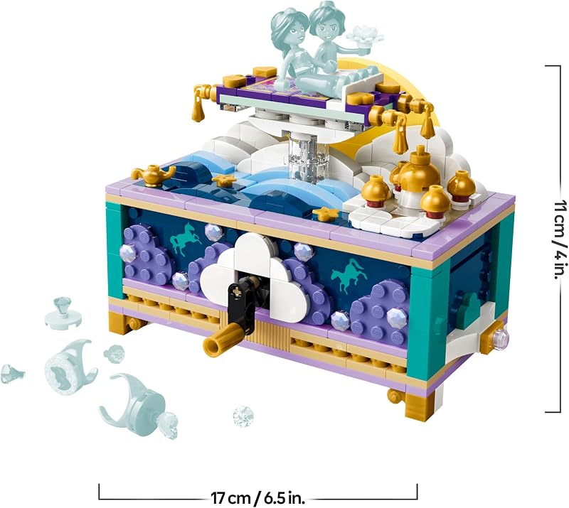 ǀ Disney Princess Jasmins Schmuckkästchen - Aladdin Set mit 2 Mini-Puppen, 2 Ringen und Dschinn Lampe - Zimmerdeko - Geschenk für Mädchen ab 6 Jahren und Fans - 43295