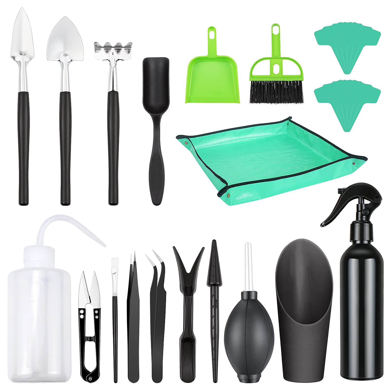 Hysagtek Succulent Tools Set, 26 Pcs Mini Garden Hand Transplanting Tools Set Miniature Planting Gardening Kit for Indoor Outdoor Miniature Fairy Garden Plant Care