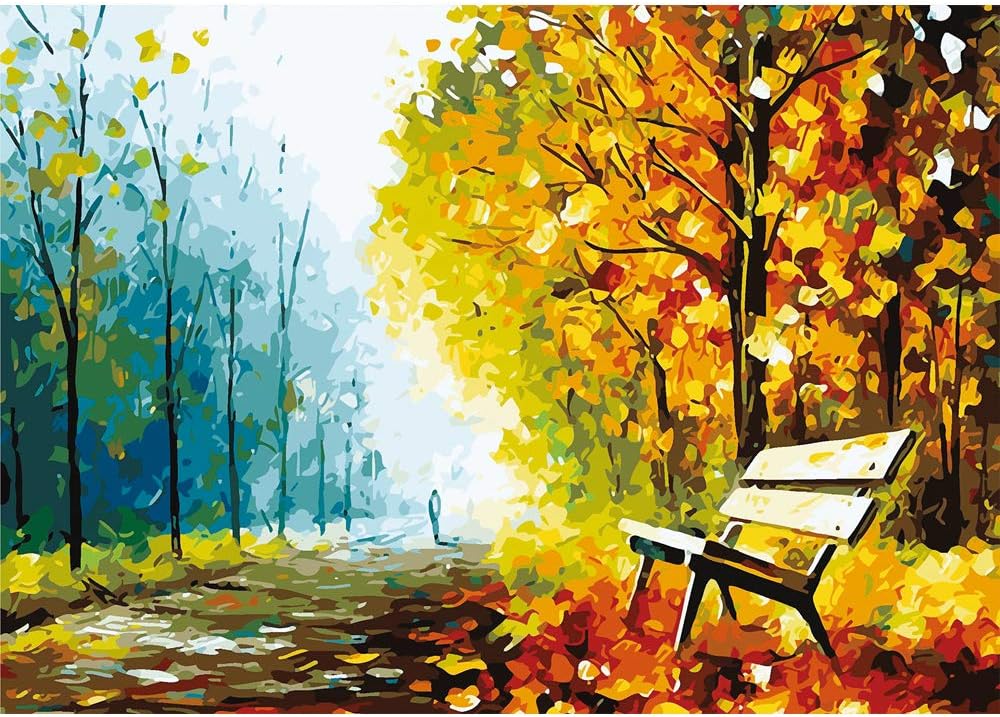 Puzzles for Adults Jigsaw Puzzles 1000 Pieces for Adults Kids–Autumn Scene Oil Painting Style Jigsaw Puzzle Game Toys Gift